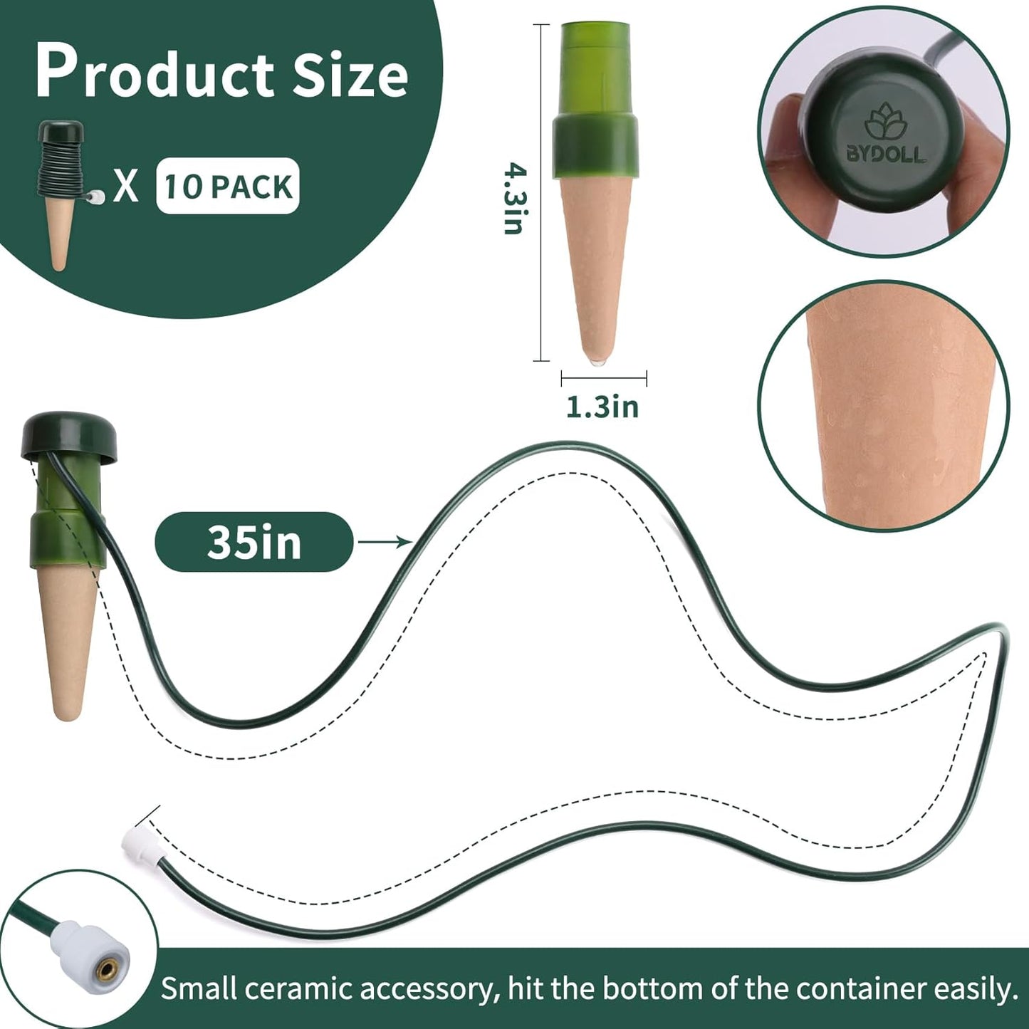 BYDOLL Plant Self-Watering Stakes Automatic Dripper Watering Spikes for Indoor Outdoor Bonsai,Houseplant Insert Devices for Vacation Garden use,Drip Irrigation System for Plant 10 Pack