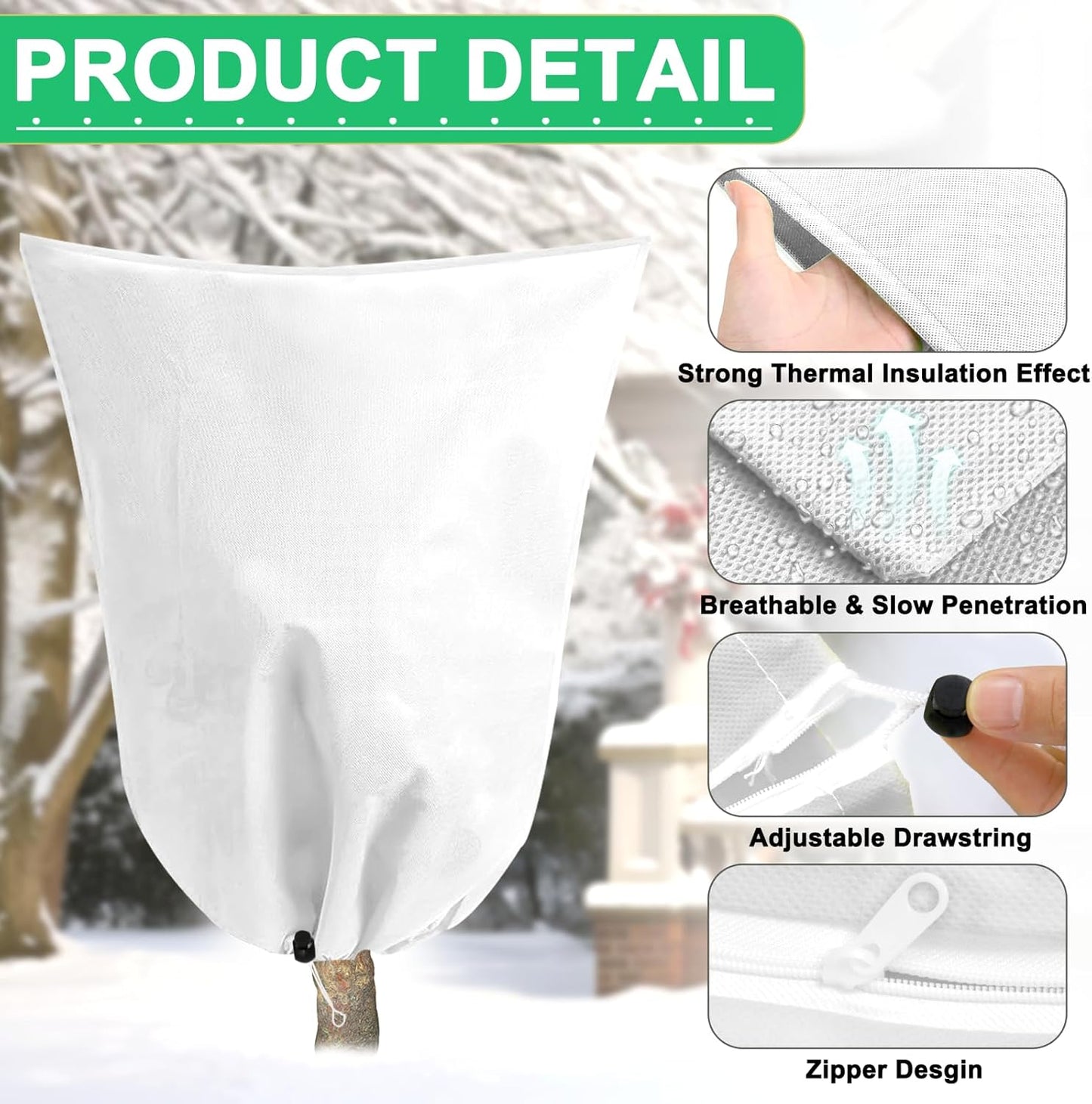 DQS Plant Covers Freeze Protection, 78.7" x94.4" Winter Frost Protection Blankets Frost Cloth,Suitable for Outdoor Winter Frost, Cold Weather, shrubs, Trees, Jackets, and coverings