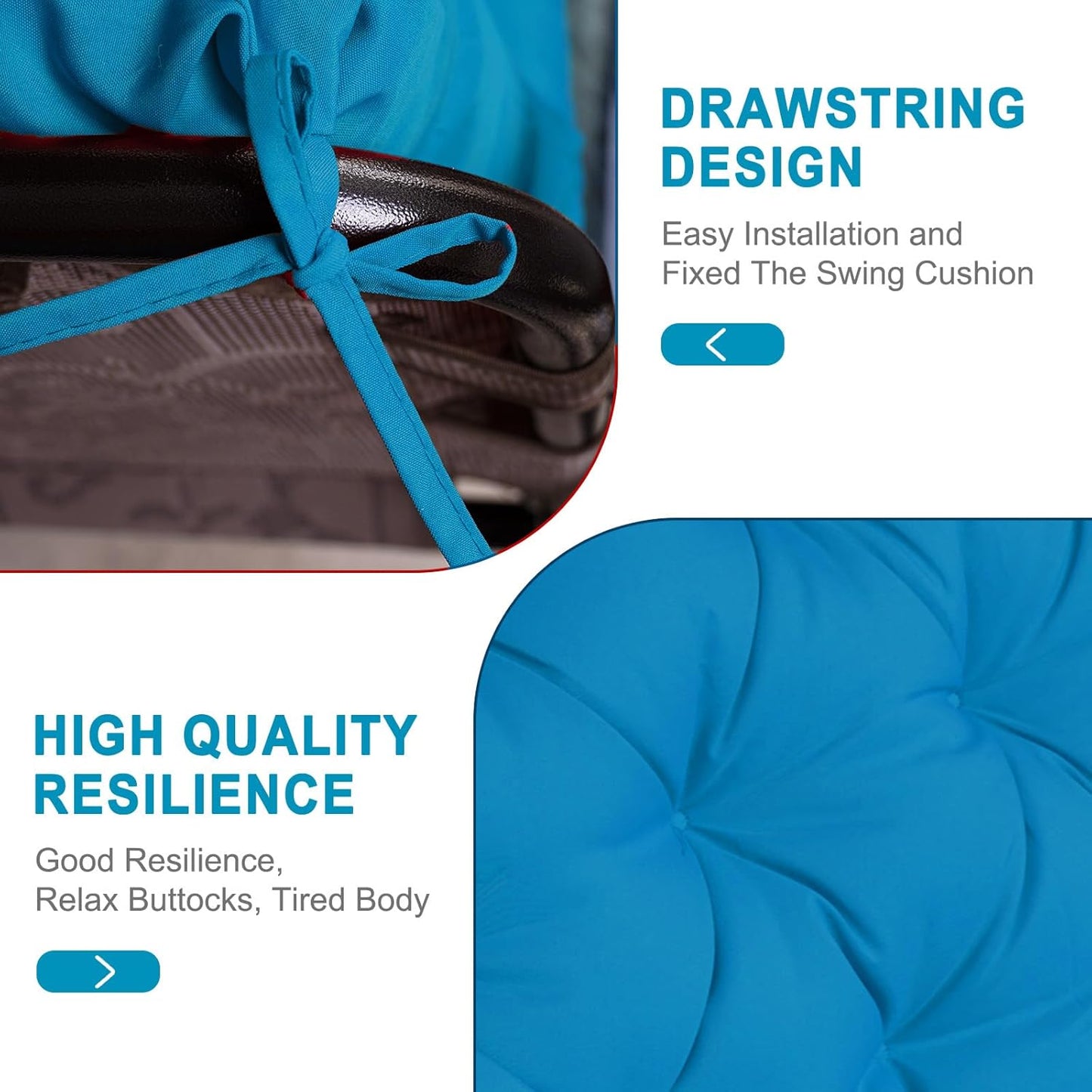 Porch Swing Cushions,Outdoor Cushions 3 Seater Replacement with Backrest, Waterproof Thickened Bench Cushion with Ties for Porch, Patio,Outdoor, Backyard and Garden (Sky Blue 60 * 40 in)