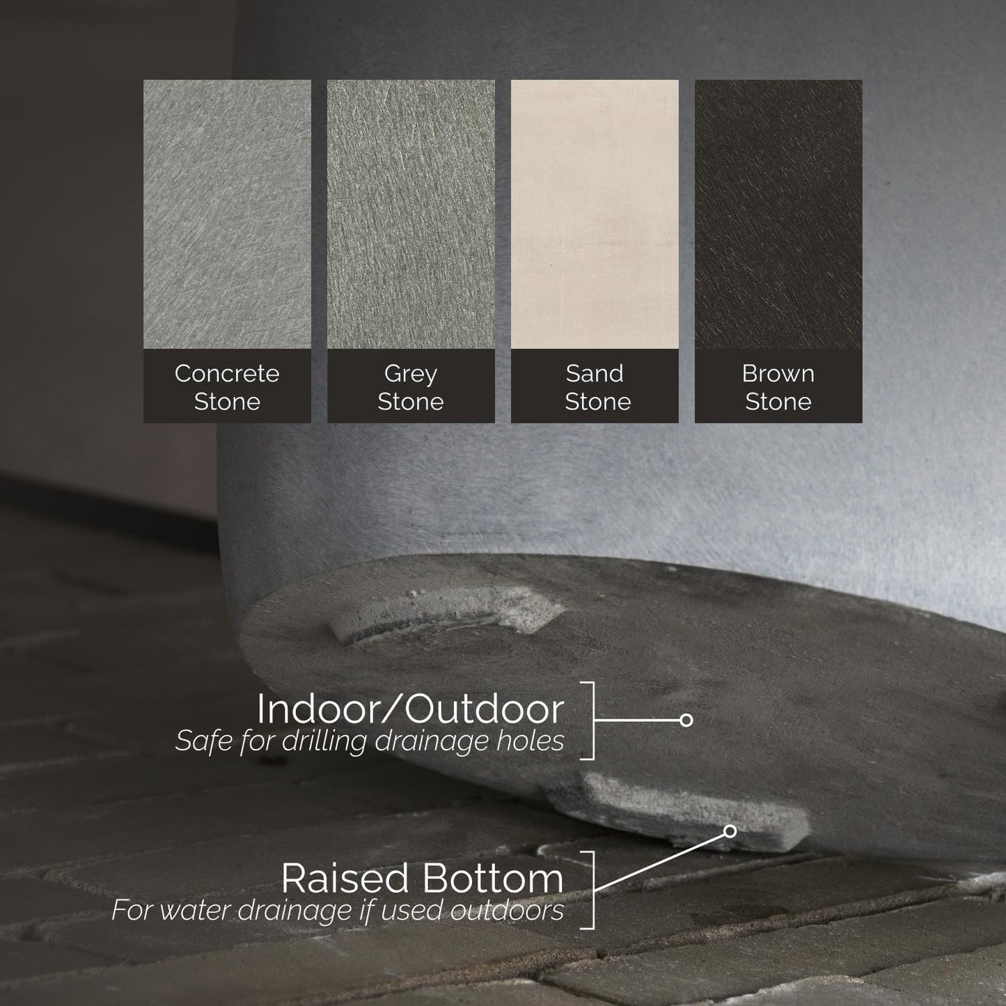 Reglito Cube Planter – Fiberglass Indoor/Outdoor and Weather-Resistant Large Planter (Grey Stone, 31.5" L x 31.5" W x 32.1" H)