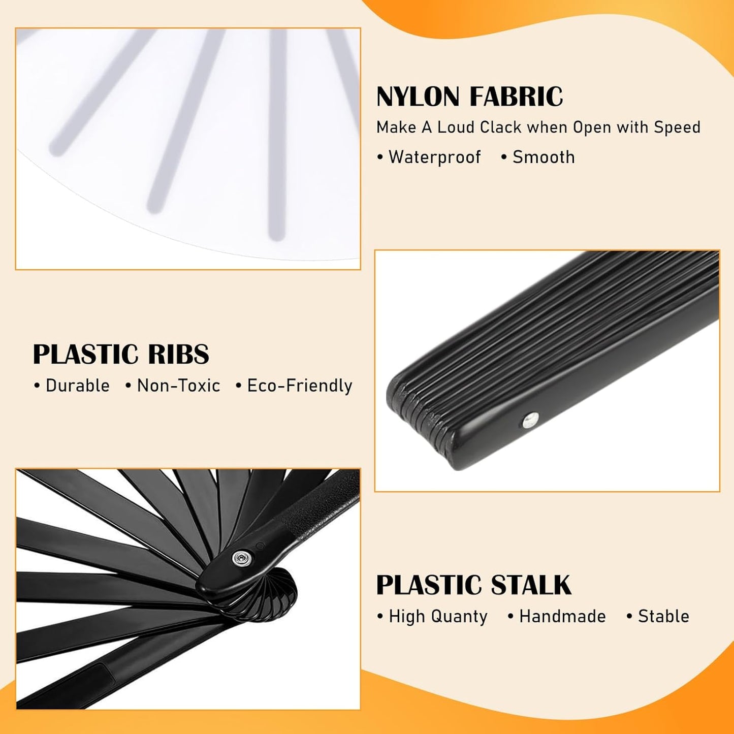 Maitys 4 Packs Large Clap Fans for Line Dancing Large Chinese Folding Hand Fans for Men and Women, Festival, Tai Ji, Kungfu, Martial Art, Gifts (White,Blue,Green and Rose Red)