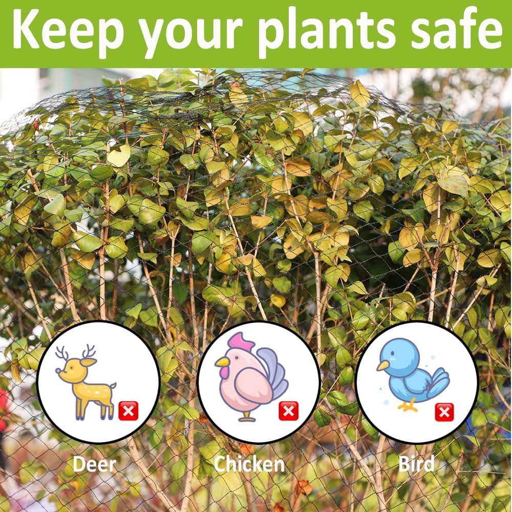 50 x 50 FT Bird Netting for Garden Woven Mesh Garden Netting for Plants, Vegetable, Fruit Trees, Blueberry Bushes, Strawberries Against Birds, Deer, Squirrels and Other Animals