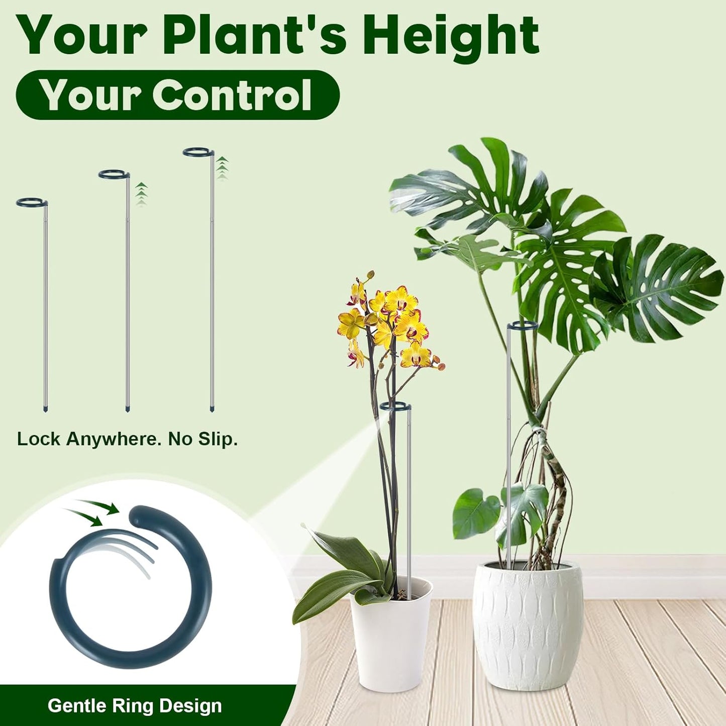 Extendable Monstera Plant Support Stakes, Made of Aluminum Alloy, Tomato Stakes Length Adjust from 17.3" to 32.2", Suitable for Indoor Outdoor Potted Amaryllis Vegetables Comes with 10 Ties-3Pack
