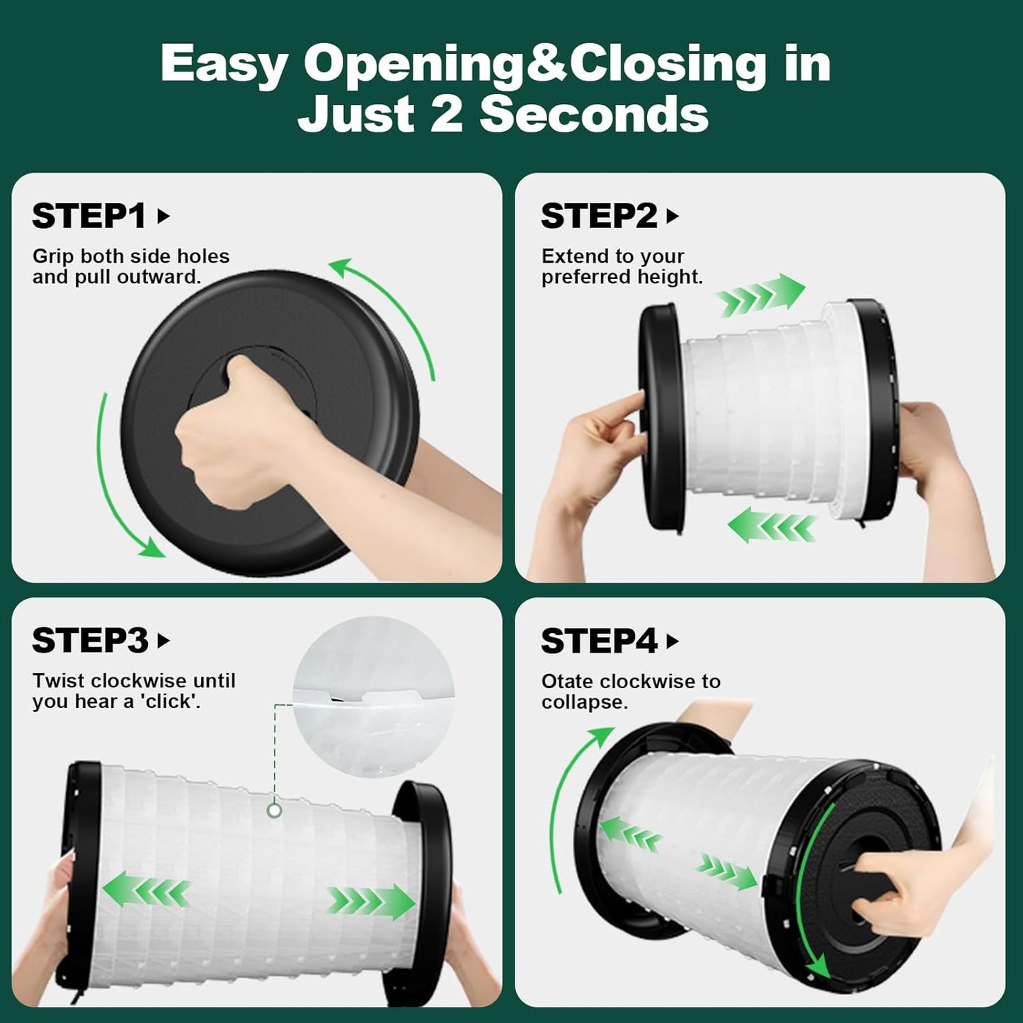 LED Light Up Camping Stool - 450lbs Weight Capacity & Adjustable Height (10 Levels), Compact Folding Chair Stool for Fishing, Hiking, Stadium, Outdoor Events