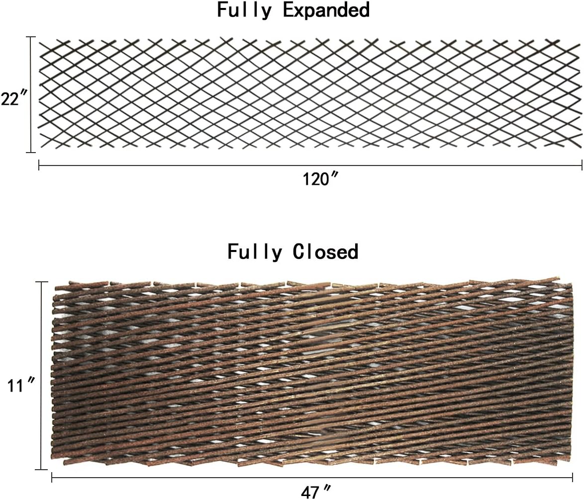Expandable Garden Trellis Plant Support Willow Lattice Fence Panel for Climbing Plants Vine Ivy Rose Cucumbers Clematis