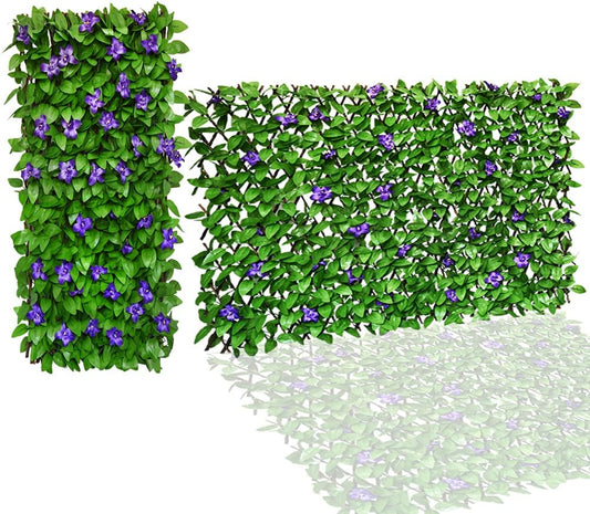 Expandable Fence Privacy Screen for Balcony Patio Outdoor,Decorative Faux Ivy Fencing Panel,Artificial Hedges (Single Sided Leaves)