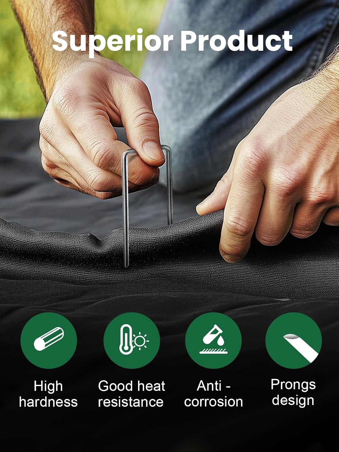 GROWNEER 50 Packs 6 Inches Landscape Staples Heavy Duty 11 Gauge Galvanized Steel Garden Stakes Staples Securing Pegs for Securing Weed Fabric Landscape Fabric Netting Ground Sheets and Fleece