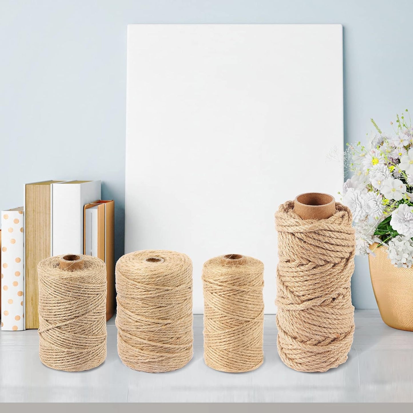 Natural Jute Twine Rope (1.5mm/2mm/3mm/6mm) Durable String for Handmde Crafts,Gardening Applications,Home Gardening,Cat Scratching Post,Gift Packaging... (2mm*328ft)