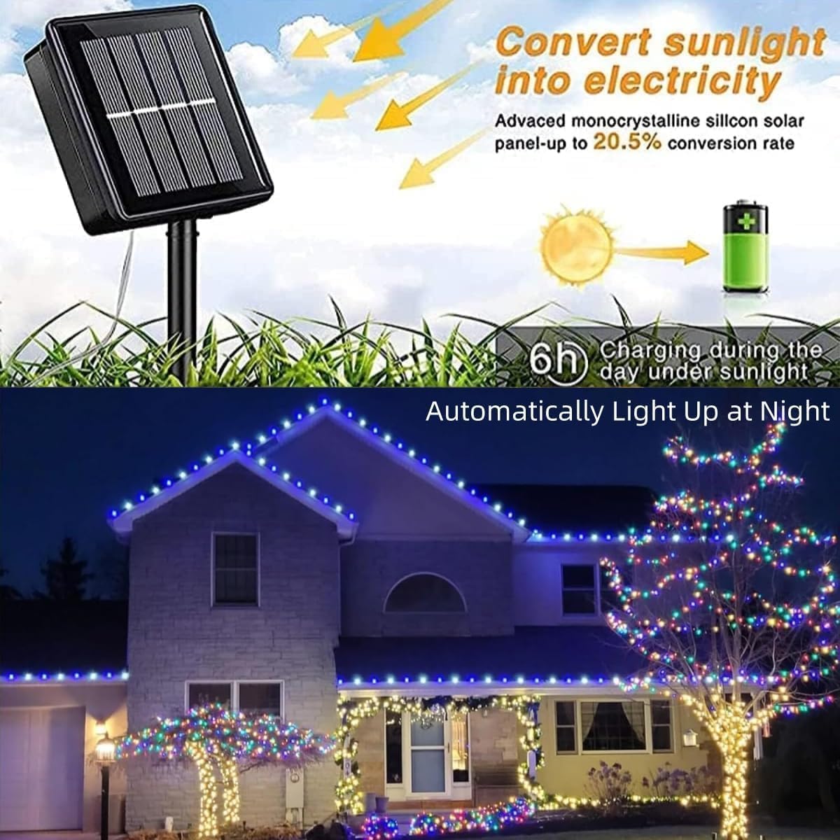 QITONG 4 Pack Blue and White Solar Fairy Lights, Each 33ft 100 LED Christmas String Light, 8 Modes Silver Wire Mini Twinkle Lighting for Tree Garden Yard Christmas