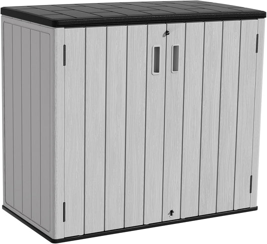 HOMSPARK 37 Cu.Ft Outdoor Storage Shed Weather Resistant, Multi Functional | Double-Wall Resin Storage Sheds & Outdoor Storage Box Waterproof for Backyard Garden Patio Lawn (Light-Grey)