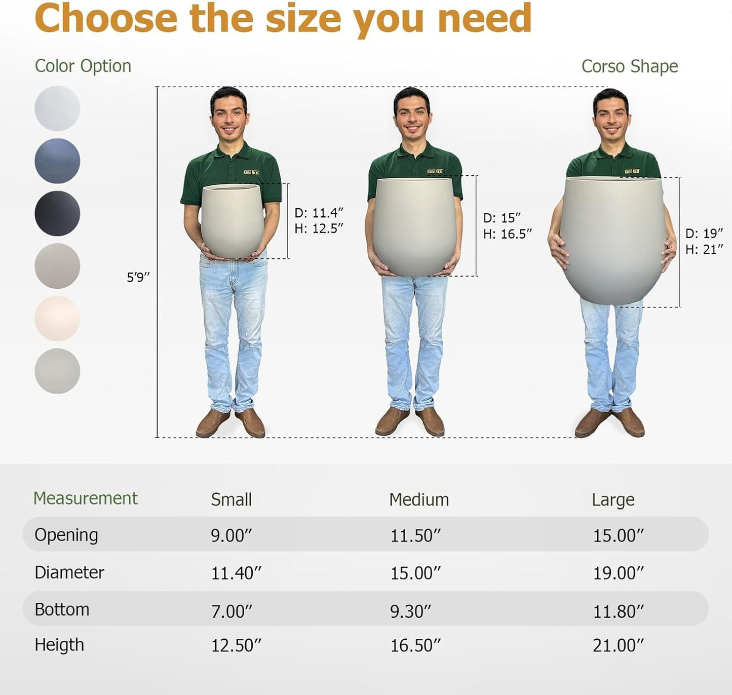 12.5"H x 11.4"D Corso Fiberstone Round Tapered Planter with Drainage Hole, Smooth Finishes, Weather Resistant for Indoor and Outdoor Use, Included 2 Extra Coco Mats (Taupe, 9" Pot Opening)