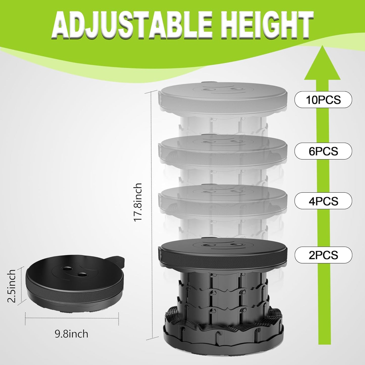 ALEVMOOM Upgraded Nylon Collapsible Stool with 500lbs Max Weight Portable Retractable Folding Telescoping Stools for Adults Chair for Outdoor Camping Fishing Hiking BBQ(Nylon Black)