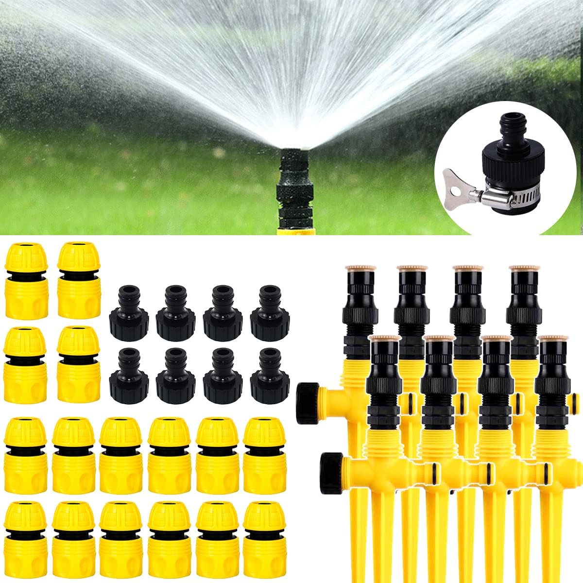 360° Rotation Auto Irrigation System Garden Lawn Sprinkler Patio, Garden Sprinkler Lawn, 90°/180°/360°, Adjustable at Will for Outdoor Grass Yard (8 PCS)