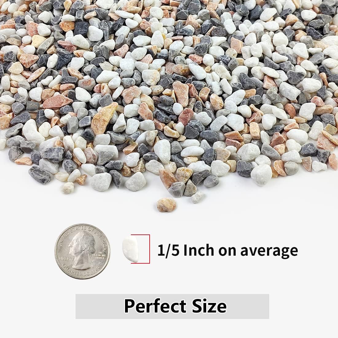 2LB Succulent and Cactus Gravel Pebbles, 1/5 Inch Natural Decorative Polished Stones, River Rocks for Vases, Aquariums, Terrarium and Outdoor Gardening, Mixed Color
