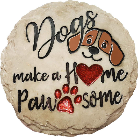 Spoontiques - Garden Décor - Dogs Make a Home Pawsome Stepping Stone - Decorative Stone for Garden