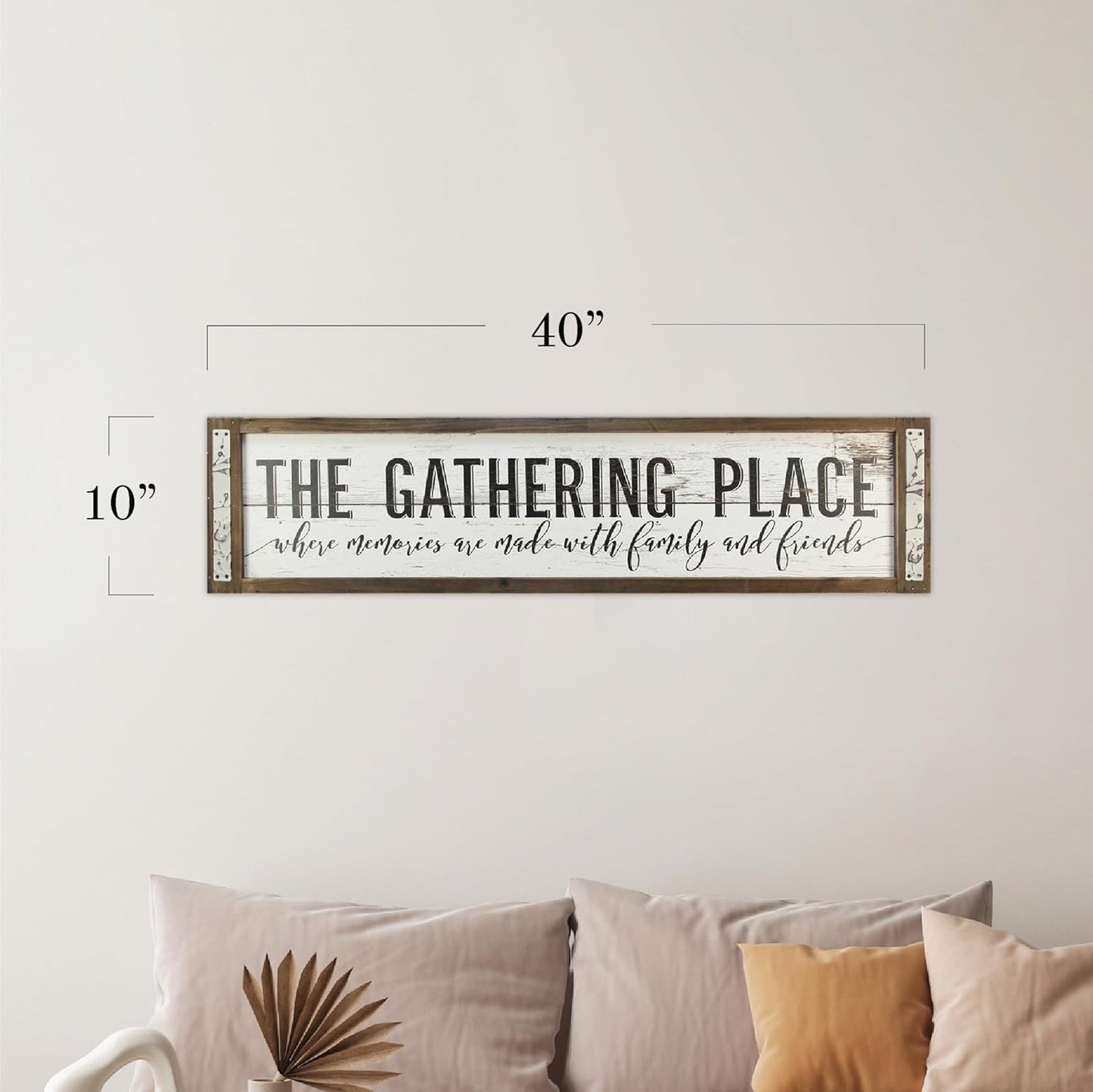 Young's Inc. The Gathering Place Rustic Home Decor - Living Room Wall Decor and Inviting Tabletop Decorations - Wood - 40” W x 1.5" D x 10” H