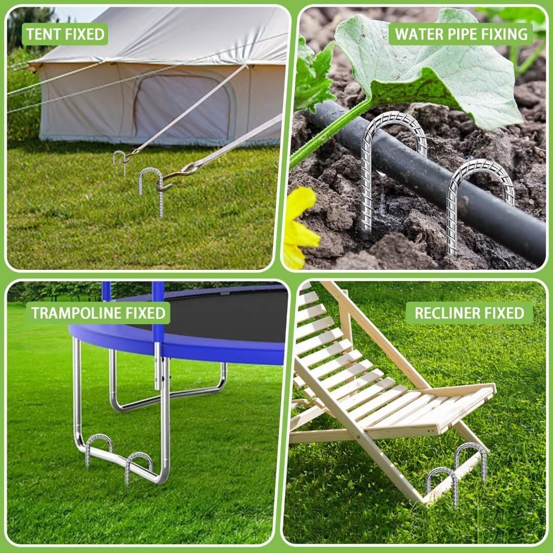 Rebar-Stakes-12-Inch, Ground Stakes Heavy Duty for High Winds Galvanized Anti-Rust J Hook 6pcs Metal Stakes for Ground Heavy Duty Ground Anchors for Garden Dog Fence Chicken Coop Water Pipe