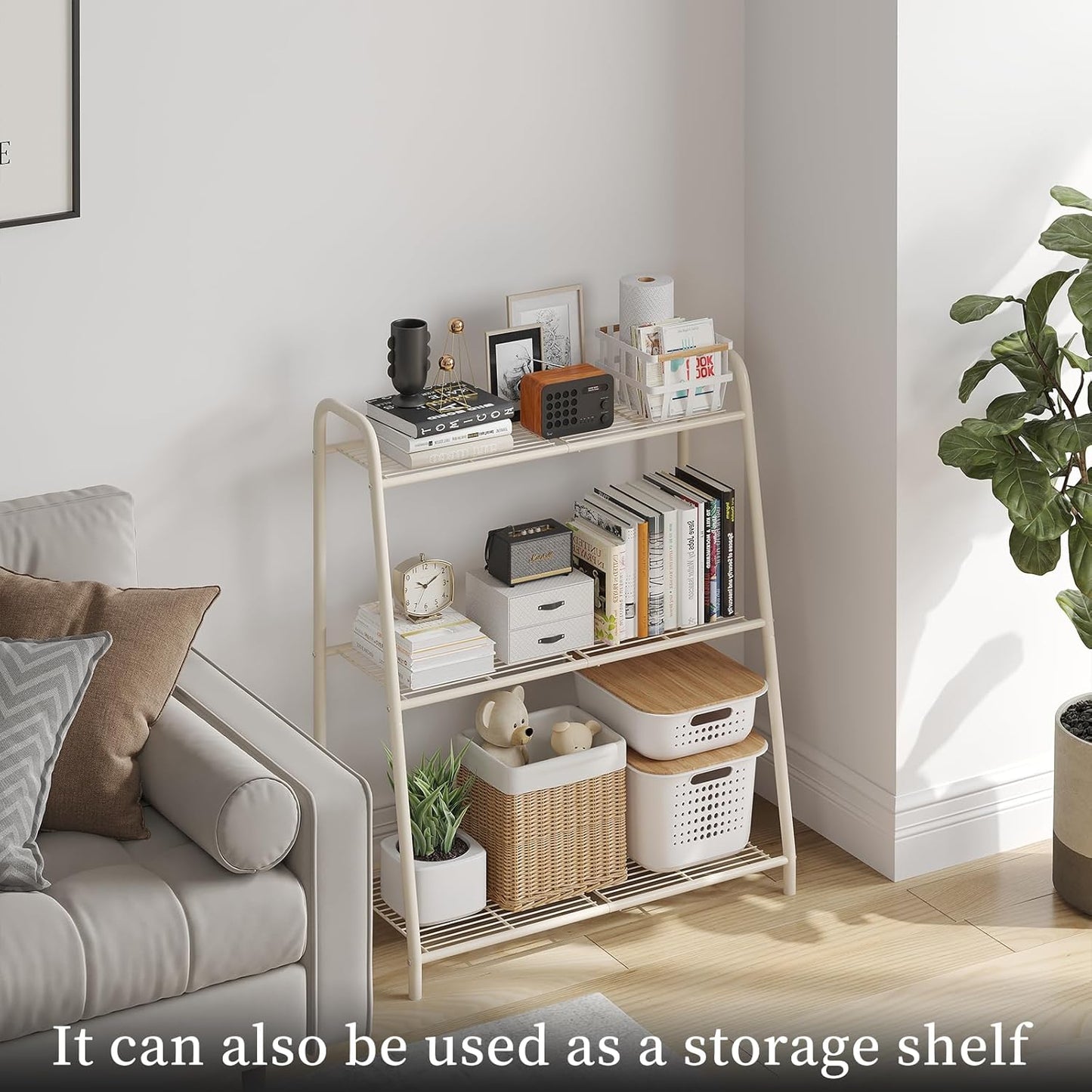 Metal Plant Stand Indoor Outdoor for Multiple Plants,3 Tier Plant Shelf,Large Heavy Duty Flower Holder Ladder Plant for Living Room, Patio, Balcony (White)