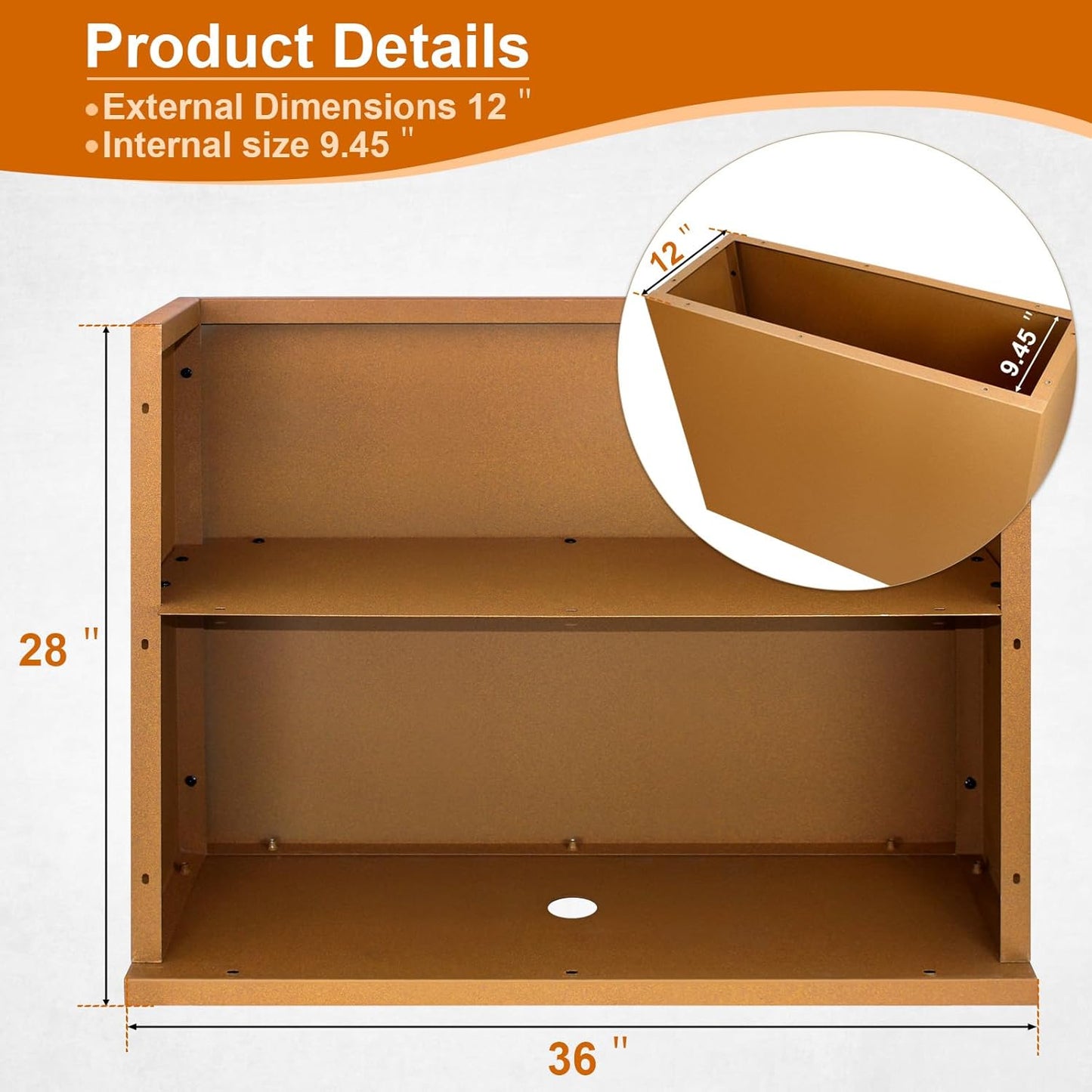 Corten Steel Planter Box 36"x12"x28", Metal Planter Spliced Flower Pot with Partitions, Outdoor & Indoor Large Rectangular Planter Box for Porch, Patio, Garden, Commercial Décor