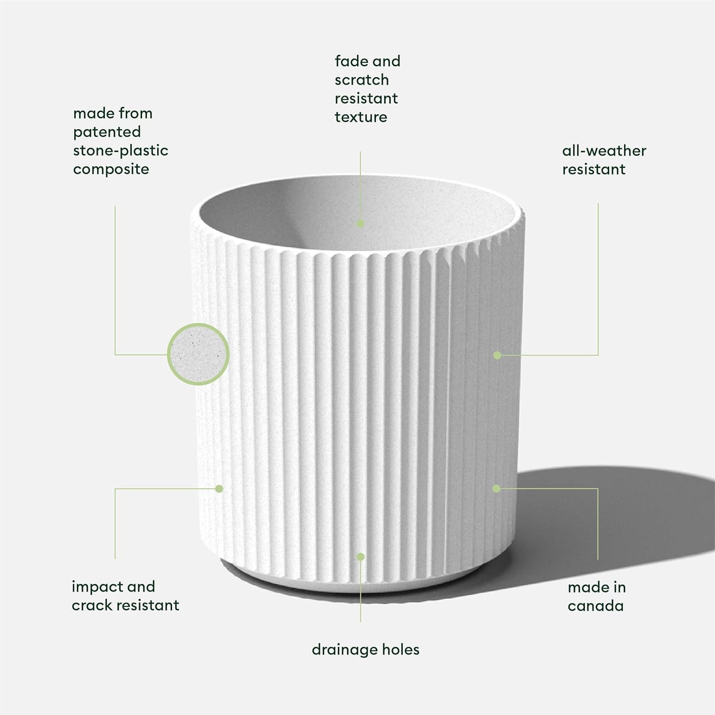 Veradek Demi Series Round Planter for Porch, Patio, Backyard | Durable Plastic-Stone Composite Material | Modern Décor for Tall Plants, Flowers