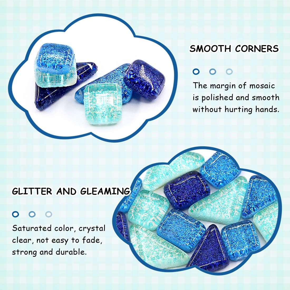 Swpeet 1Ib Glass Mosaic Tiles Pieces Stained Glass for Crafts, Mixed Colors and Patterns (Mosaic Tiles E)