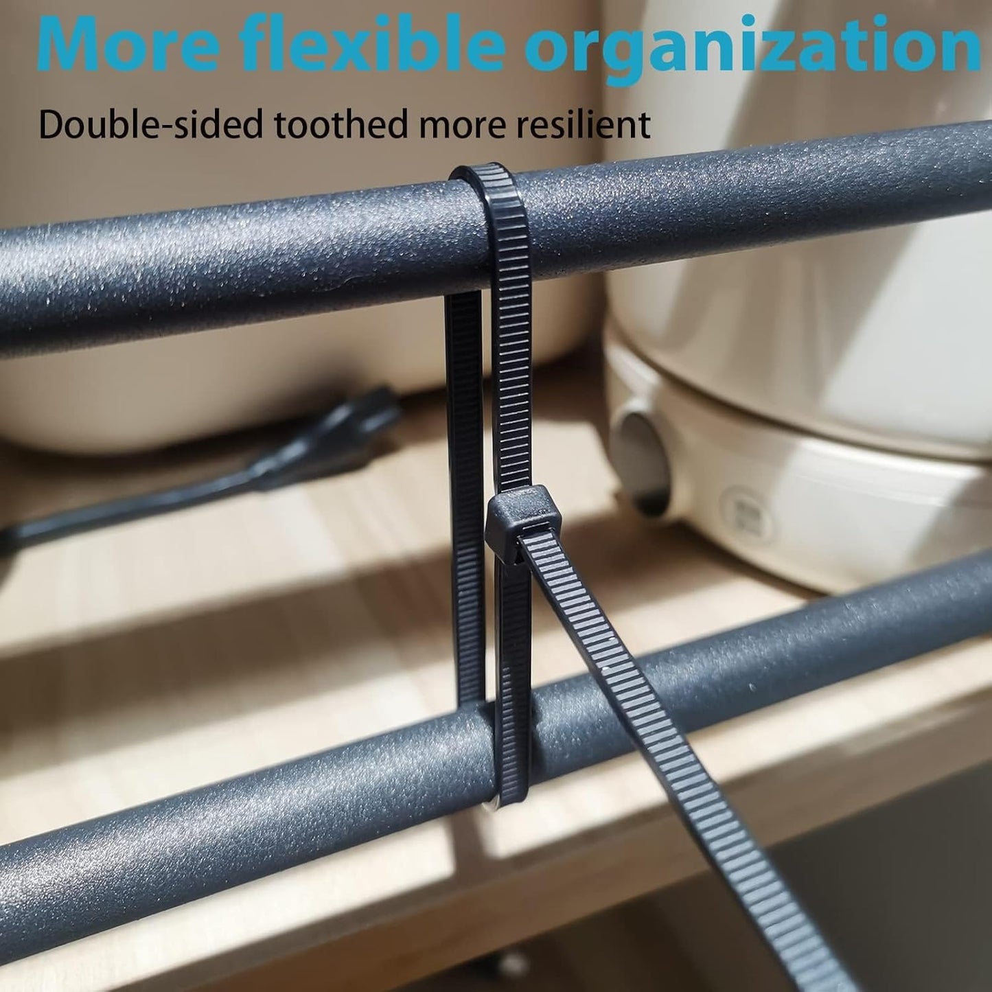 18 Inch Zip Ties Double Sided Toothed,100 LBS Tensile Strength Heavy Duty Cable Wire Ties With Self-Locking Adjustable More Durable Nylon Tie Wraps for Indoor Outdoor（200 Pack）