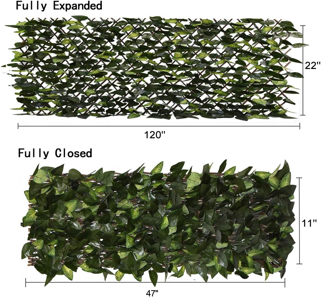 Expandable Fence Privacy Screen for Balcony Patio Outdoor,Decorative Faux Ivy Fencing Panel,Artificial Hedges (Single Sided Leaves)