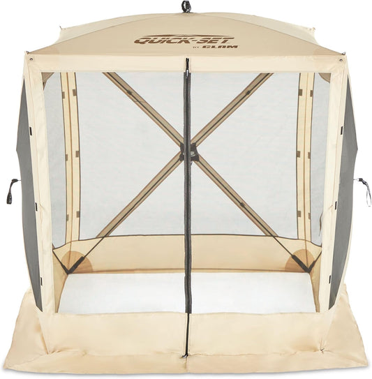CLAM Traveler Pop-Up Screen Tent – 6x6 ft Portable Camping Gazebo Canopy, Tan – Instant Setup, Bug & Weather Protection, Lightweight Shelter for 4 People – Outdoor Events, Picnics, and Hiking
