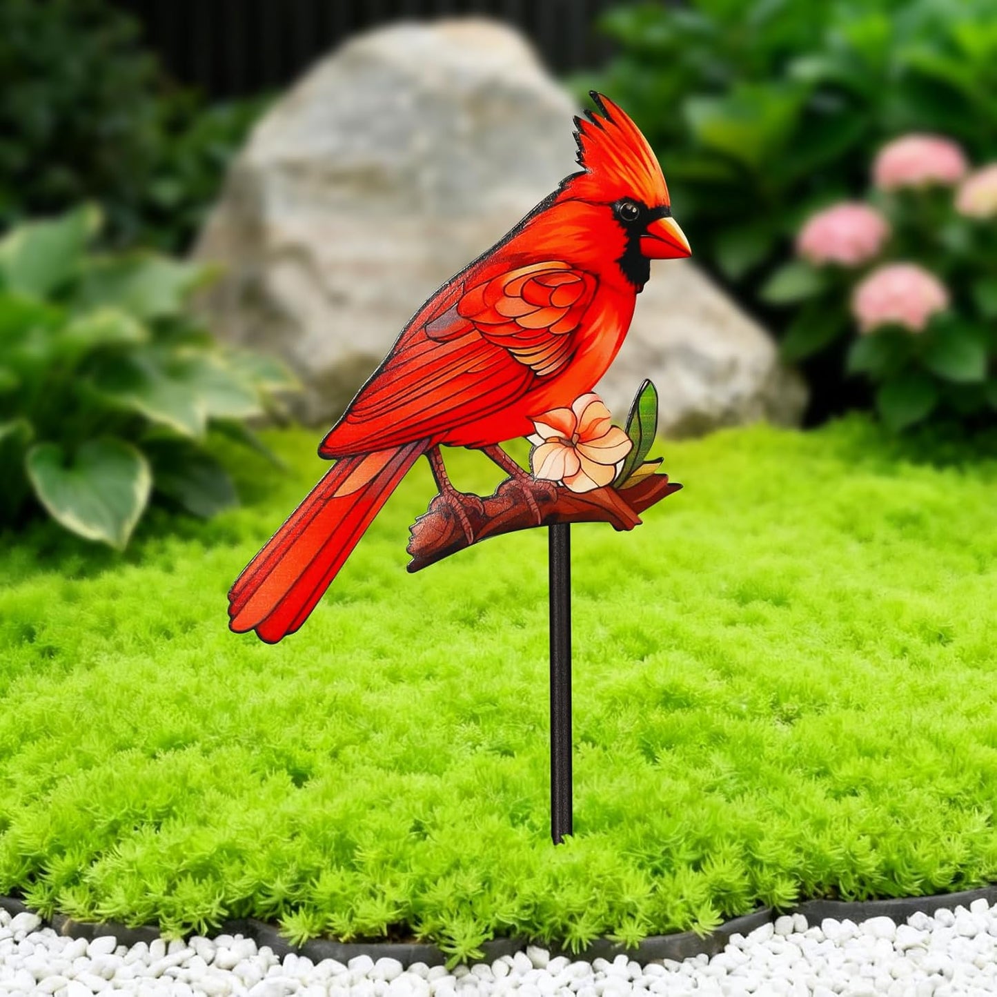 Decorative Garden Stakes with Cardinal Design Metal Yard Decorations for Outside, Patio, Outdoor Decor, Garden, Lawn Ornaments Gifts for Women Mom and Grandma