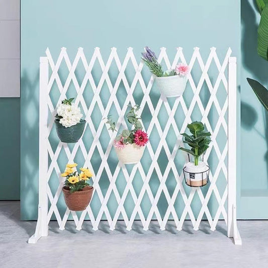 Expandable Wooden Lattice Fence Panel - Retractable Garden Trellis for Climbing Plants, Freestanding No-Dig Fencing Screen, White, 82.67"x47.24" - Perfect for Pets and Outdoor Spaces