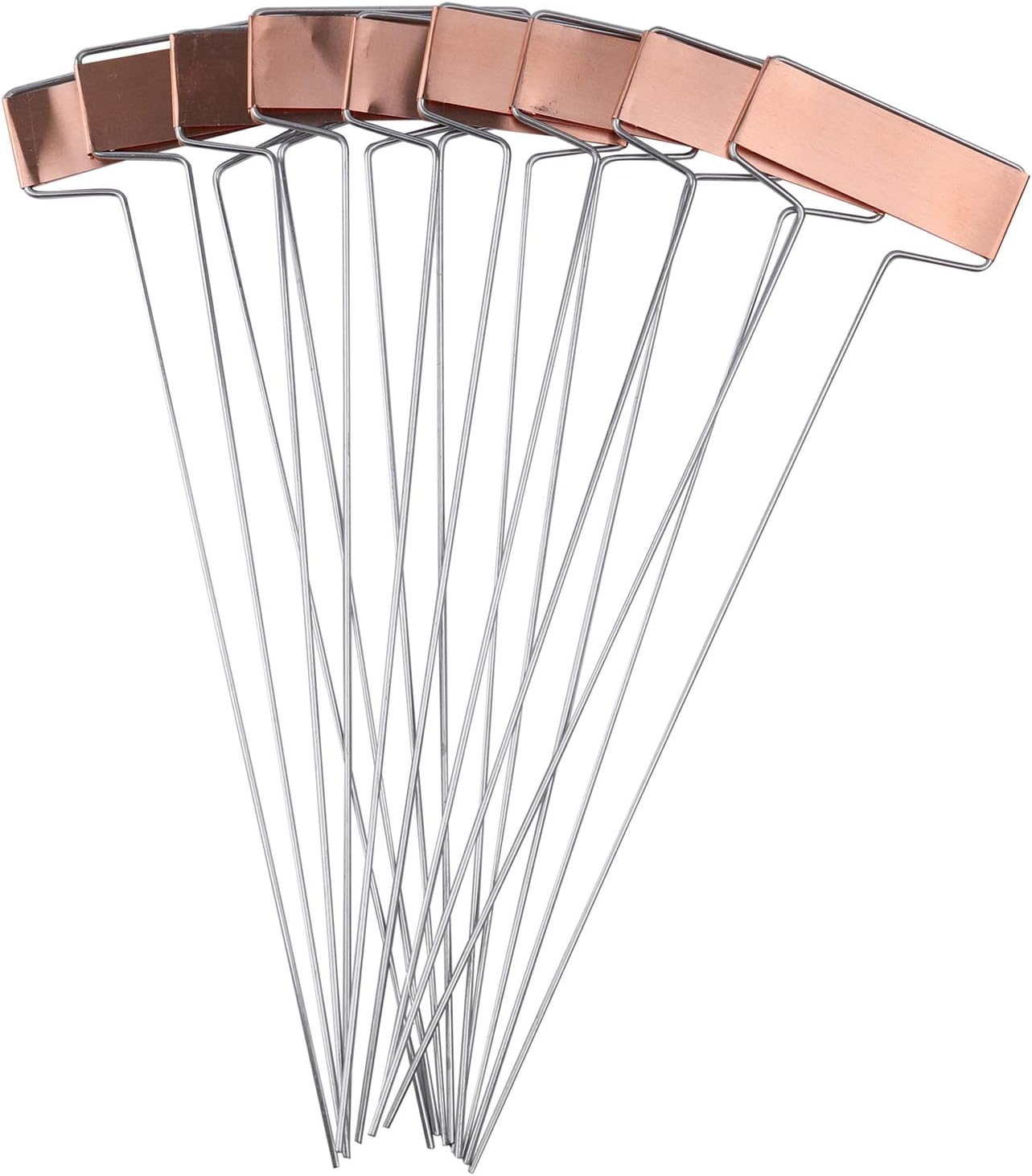 Foraineam 30 Pack 10 Inch High Copper Plate Metal Plant Labels Garden Stake Tags Reusable Planting Gardening Markers