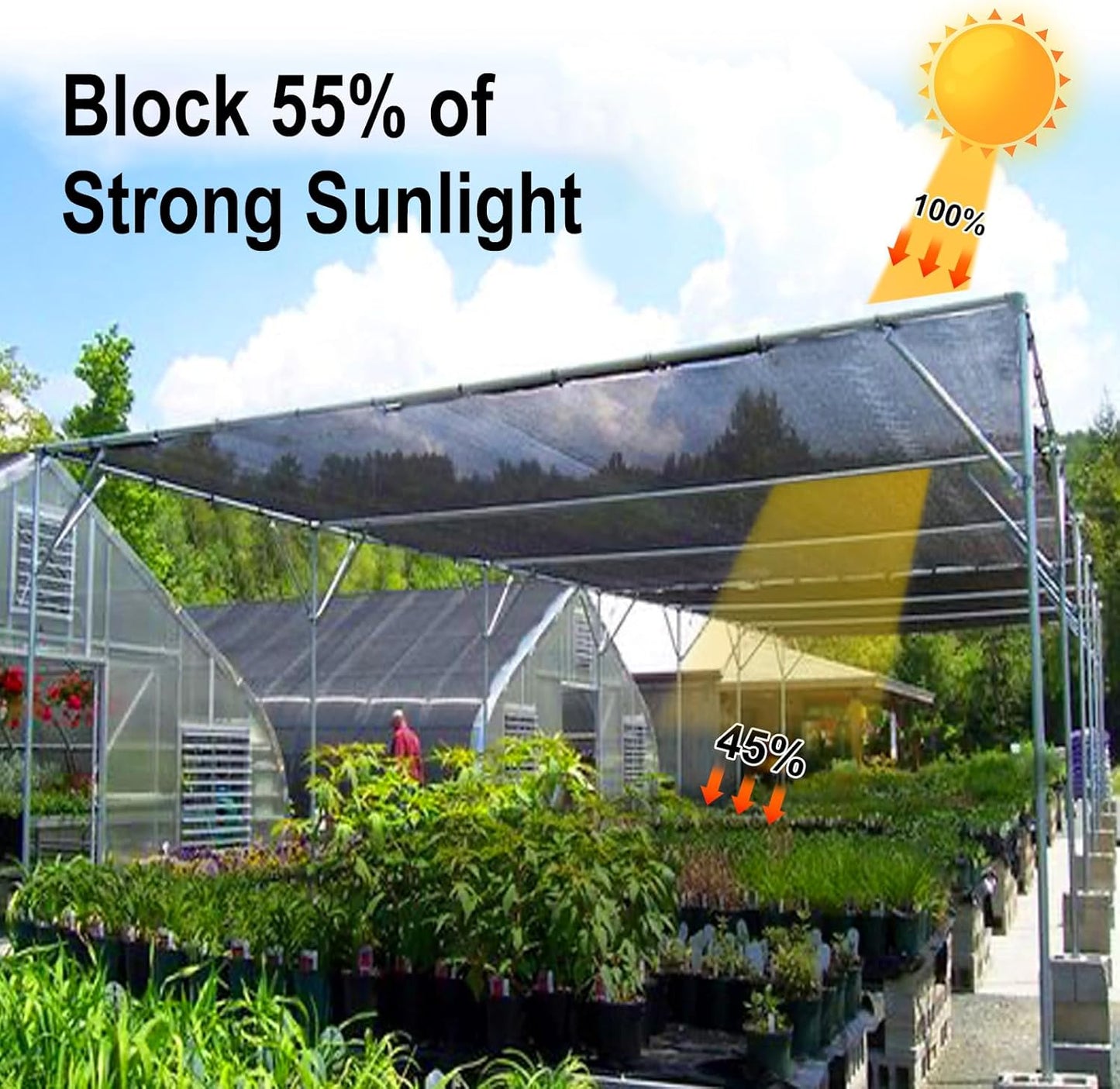 LOVE STORY 10x20FT 55% Black Shade Cloth Sun Shade Net UV Resistant Mesh Tarp Plant Cover Sunblock Net for Garden,Greenhouse,Vegetables,Flowers