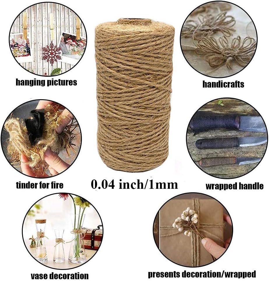 Leecogo Jute String 328 Feet 1 mm 2 ply Durable Natural Jute Rope Twine for Arts Crafts Jewelry Making and DIY Projects