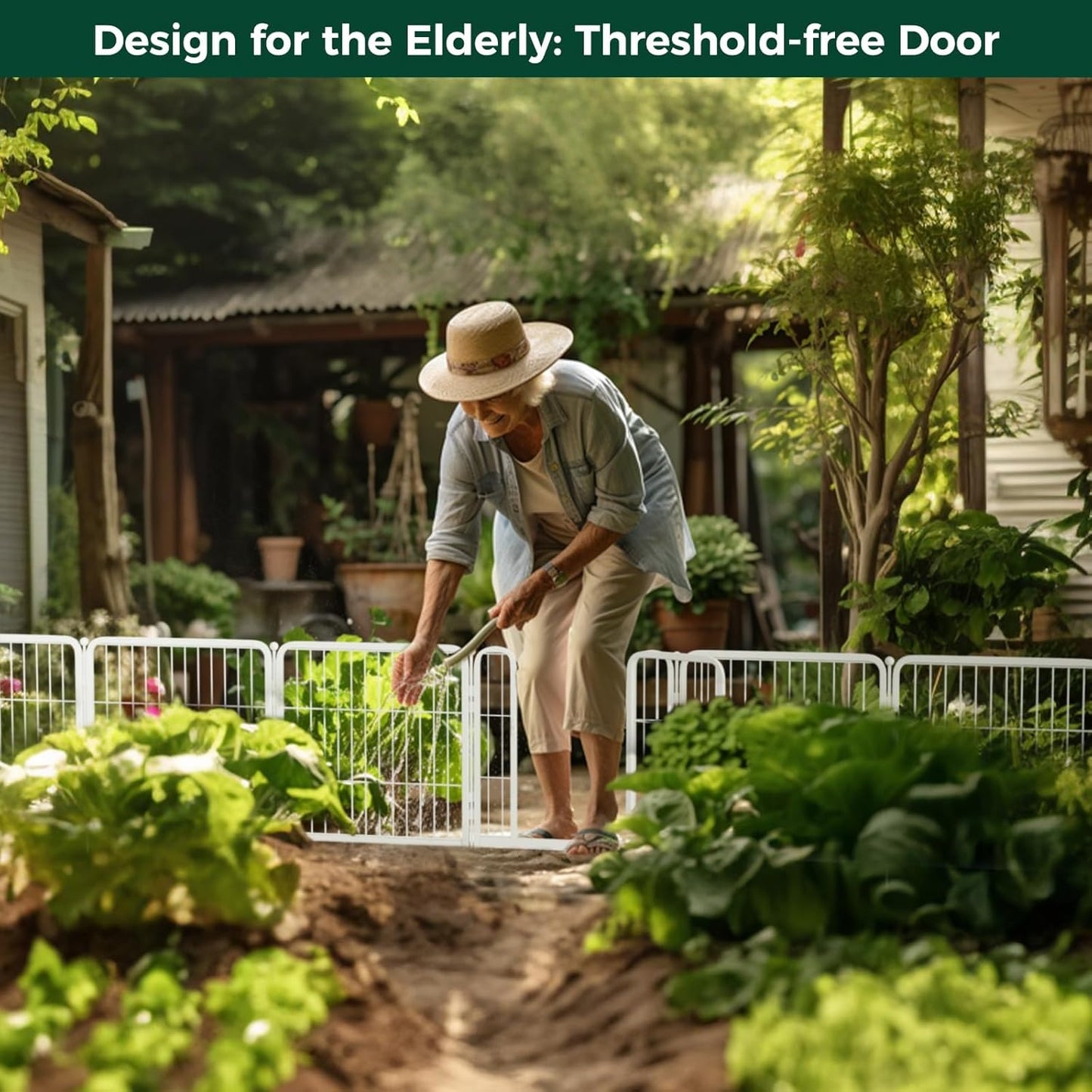 FXW Garden Fence Outdoor for The Yard – 24in(H) x 91.3ft(L) Heavy Duty Metal Animal Barrier for Dog and Rabbit, Decorative Dog Fence, 48 Panels, White