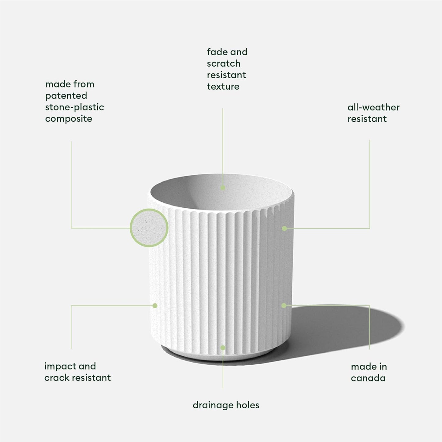 Veradek Demi Series Round Planter for Porch, Patio, Backyard | Durable Plastic-Concrete Material | Modern Décor for Tall Plants, Flowers