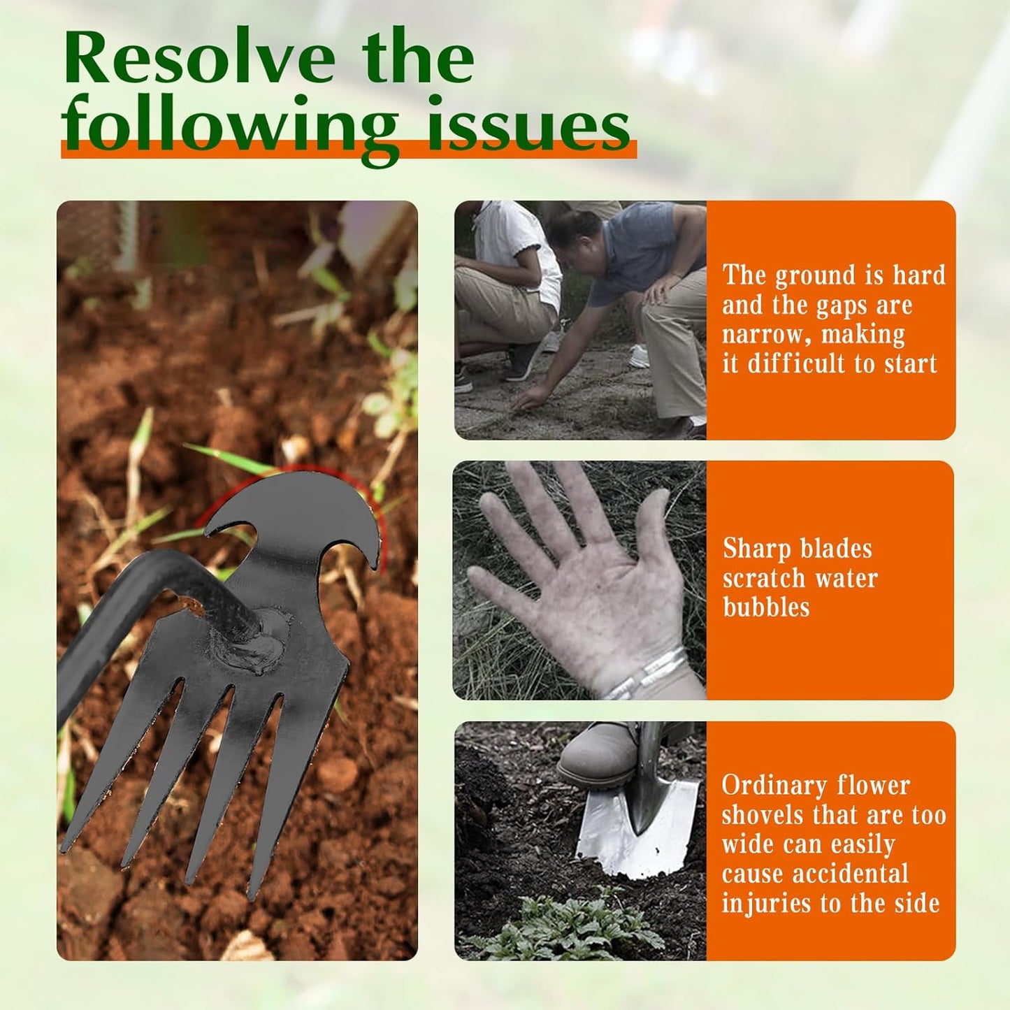 Weed Puller Tool Garden Weed Pulling Tool,Portable Garden Weeding Tool,4 Teeth Manganese Steel Forged Hand Weeder for Vegetable Gardening Backyard Farm Planting & Weeding,Ideal for Gardening