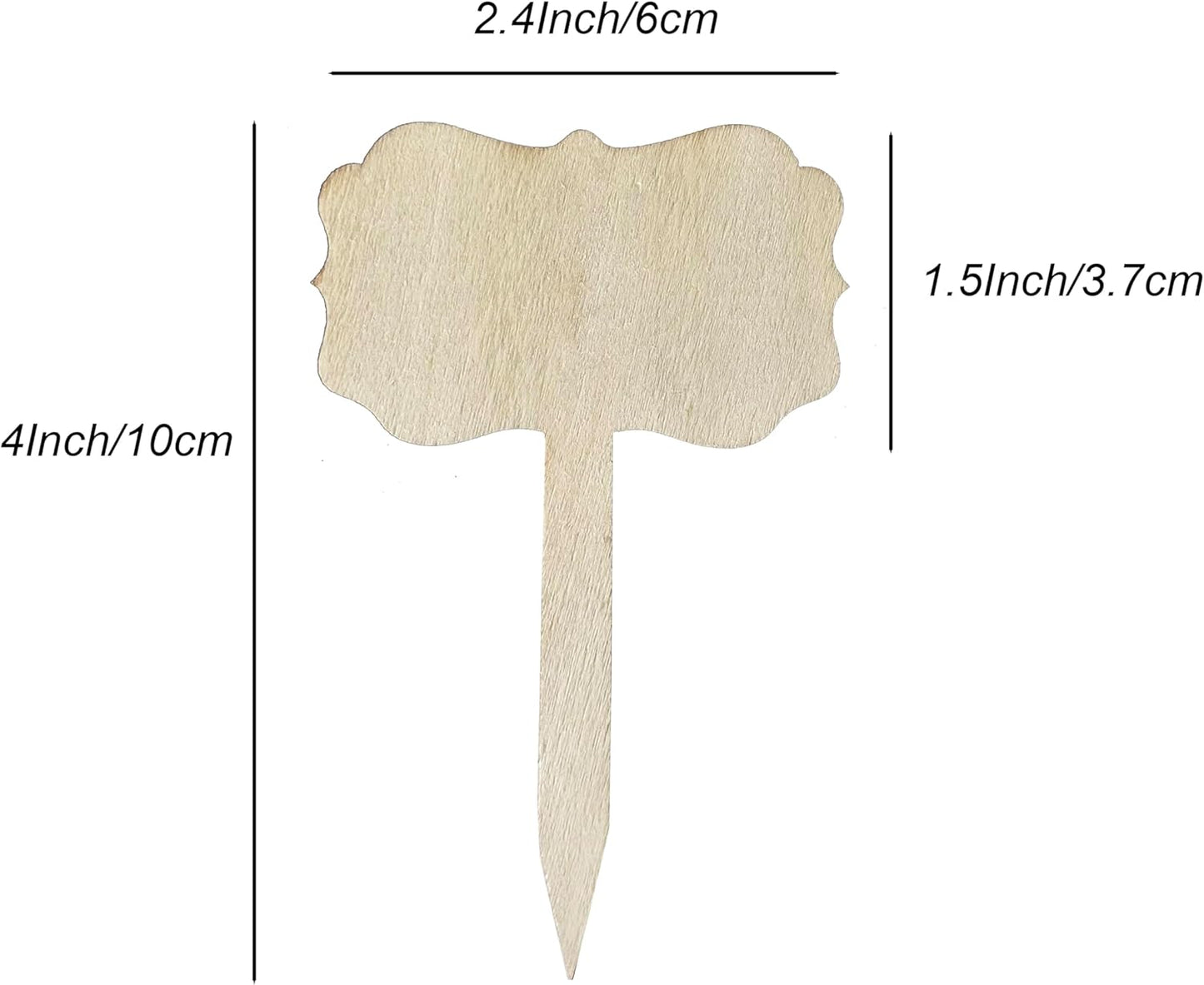 100 Pcs Wood Plant Labels, Natural Wooden Plant Marker Garden Sign Tags, T-Type Garden Markers for Succulents, Herbs, Seedlings, Potted, Flowers, Vegetables (Polygon)