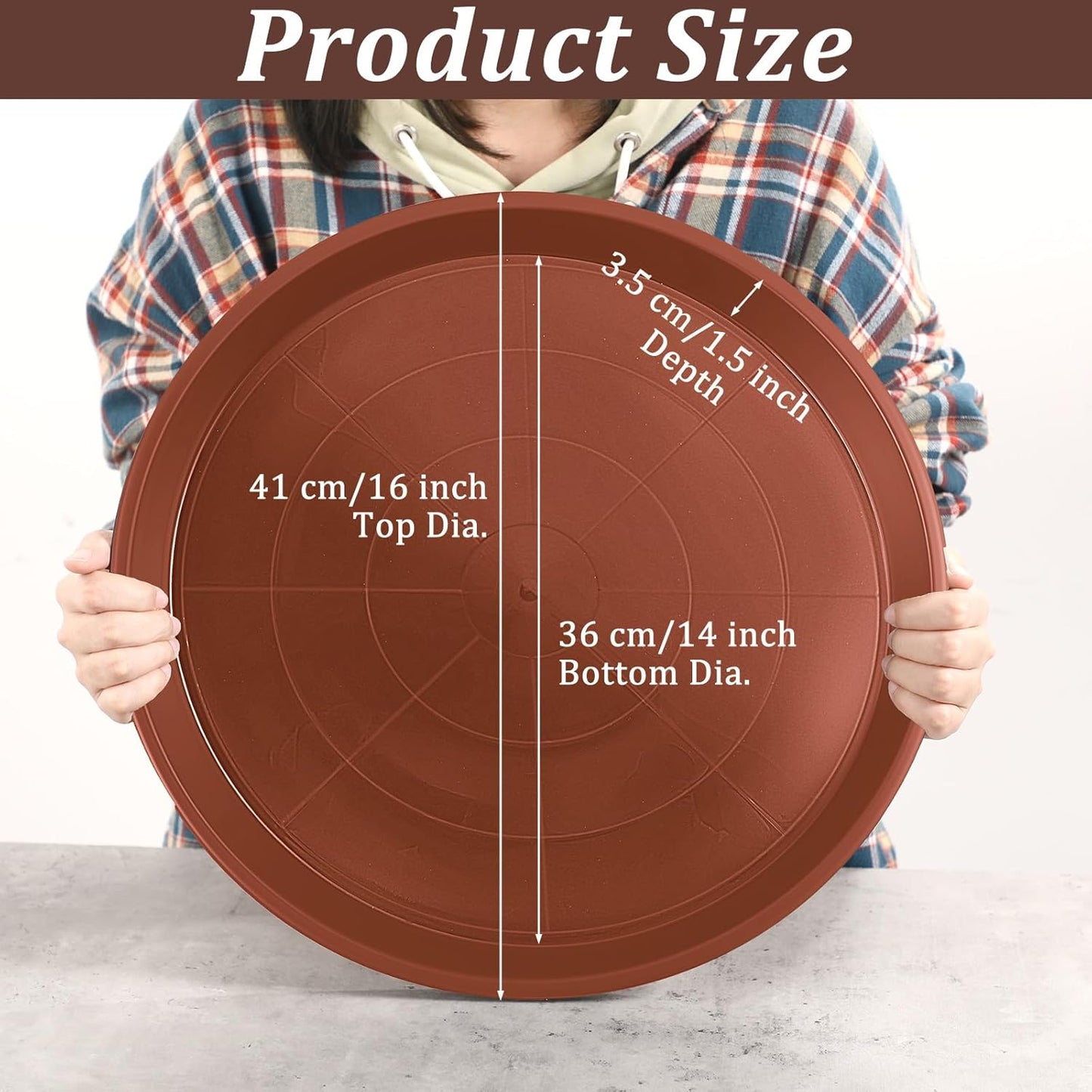 Eccliy 6 Pack Plastic Plant Saucer Heavy Duty Planter Saucers Large Plant Pot Saucers Plastic Water Trays for Indoors and Outdoors Flower Plant Plant Drip (Terracotta,16 Inch)