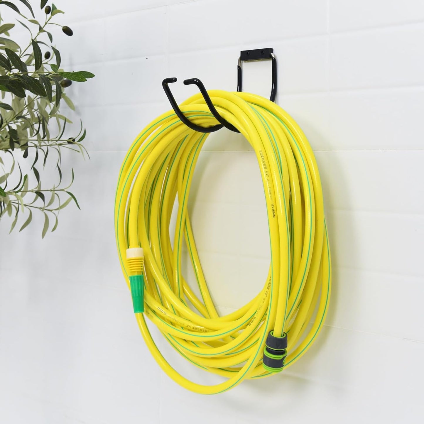 Garden Hose Holder Wall Mounted,304Stainless Steel Solid Hook Holds Up to 150Ft - Black Paint