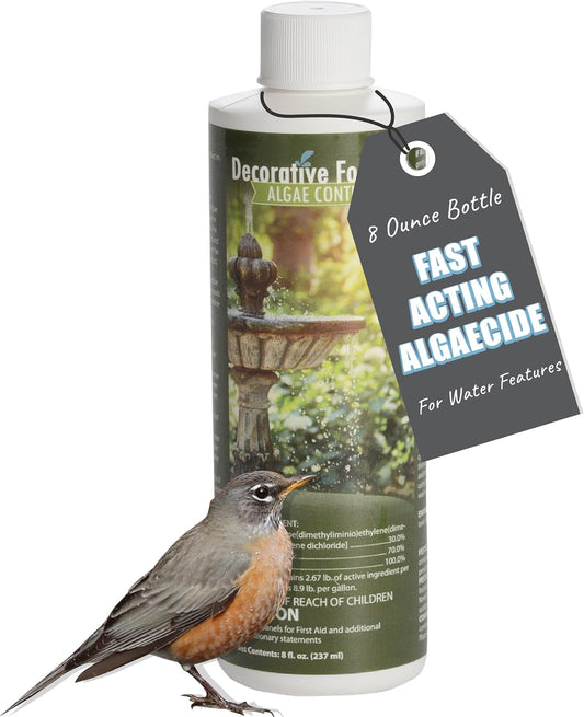 Fountain Algaecide and Clarifier - 8oz - Kills and Inhibits All Types of Algae Growth, Formulated for Small Ponds and Water Features, Treats up to 8,000 Gallons