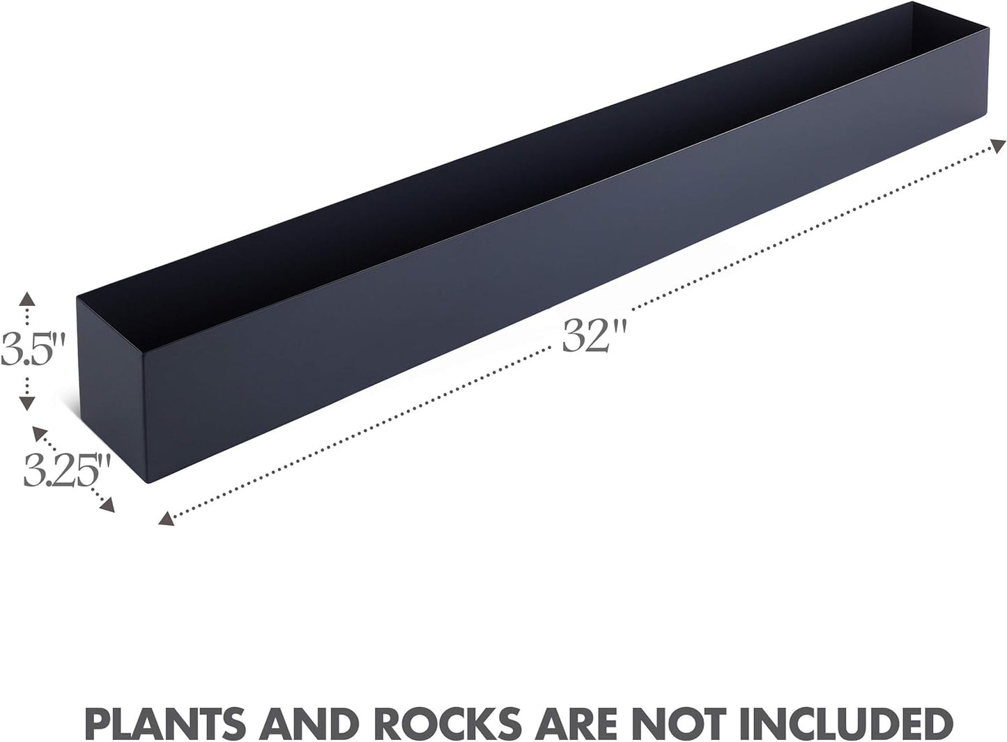 DR&Co Modern Grey Rectangle Planter Box, 16" Metal Planter Perfect for Succulent, Narrow Box for Table or Window Sill, Rectangular Stainless Steel Long