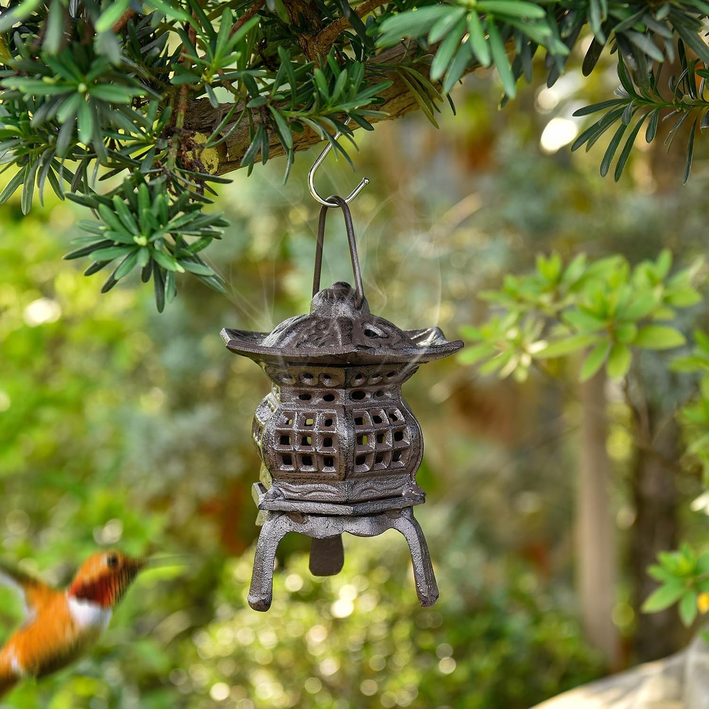 Sungmor Cast Iron Candle Holder, Decorative Garden Hanging Lantern, Vintage Tabletop Tealight Candle Holder, Home Porch Patio Decor, Candle Stand for Votive Candle, Flameless Candle