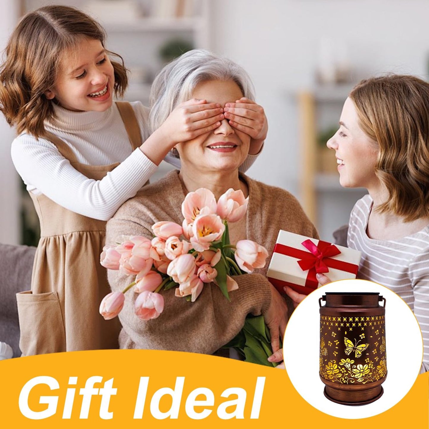 Solar Lanterns Outdoor Waterproof, Butterfly Hanging Solar Lanterns Birthday Gifts for Women Mom Grandma, Garden Decor for Patio Yard Lawn Backyard Porch