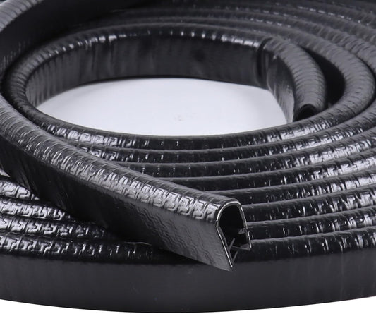 Edge Trim Black U-Channel Rubber Trim Edge with Metal 1/2" X 3/8" - Fit Gap 3/64" to1/4 Car Door Edge Sealing Strip, PVC Weather Stripping with Steel, Metal Edge Protector, 12FT