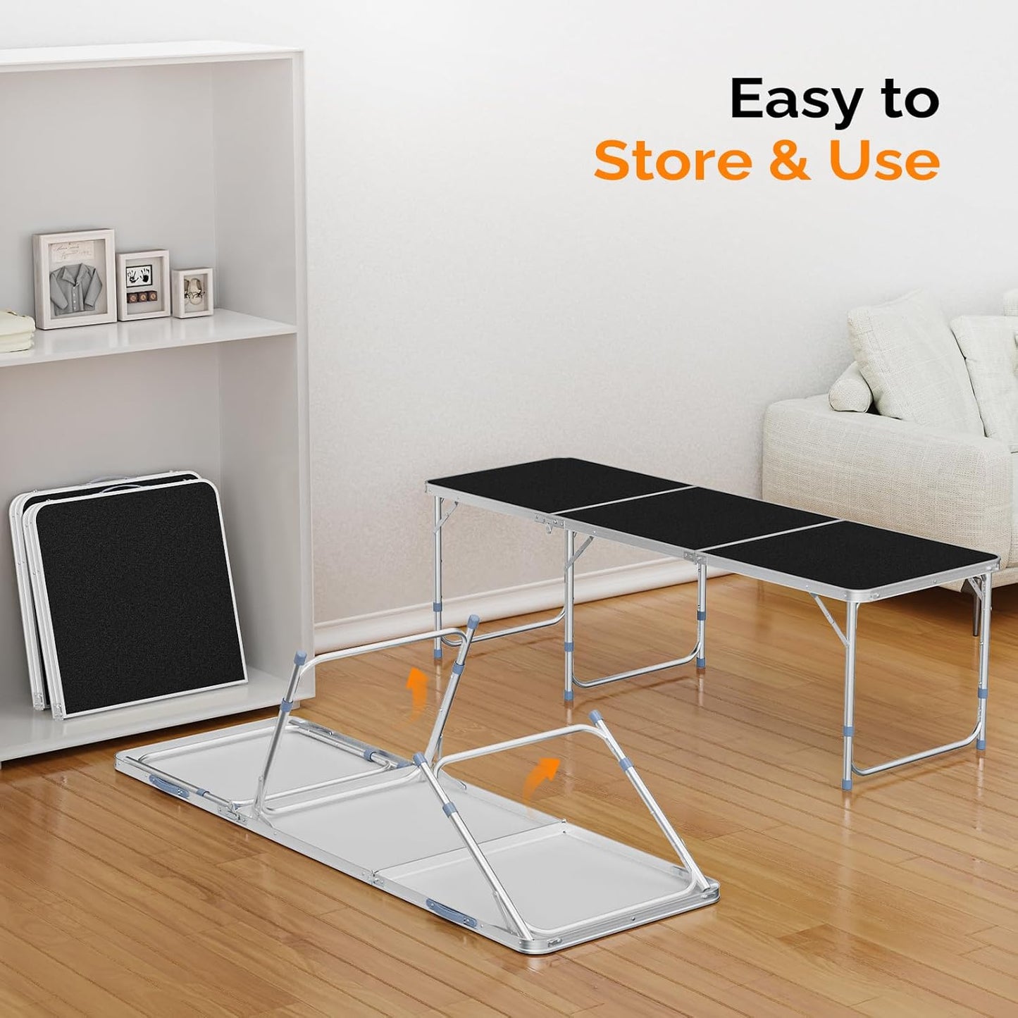 VINGLI 6ft Folding Camping Table with Carry Handle,Portable Utility Table Multipurpose for Party Picnic Tailgating Outdoor Patio Garden Indoor Kitchen …