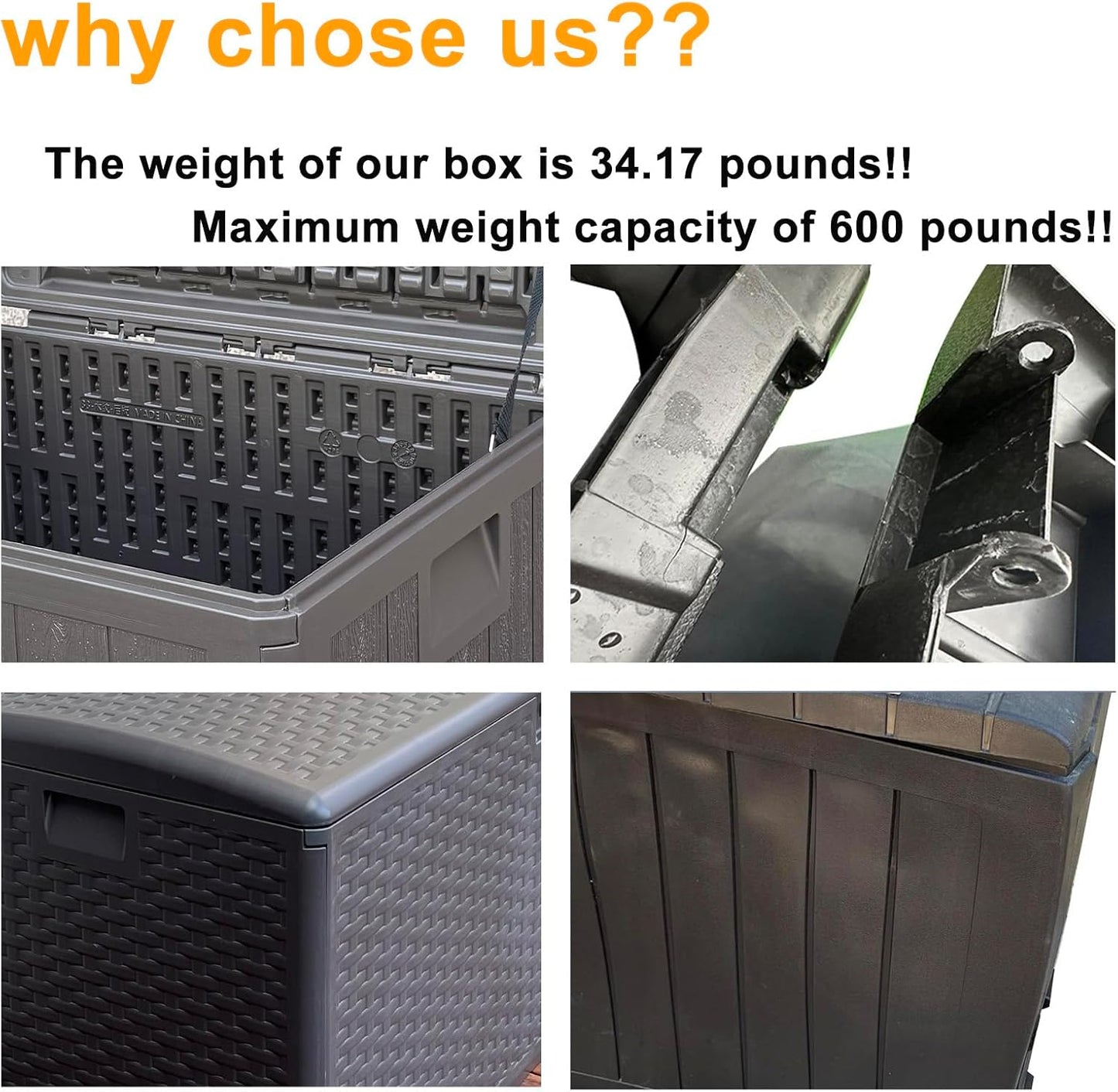 73 Gallon Resin Outdoor Storage Box,Waterproof Deck box for Patio Furniture,Garden Tools,Lockable Patio Storage Box,Blow-Molded HDPE