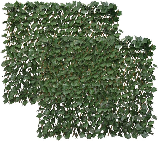Expandable Fence Privacy Screen for Balcony Patio Outdoor,Decorative Faux Ivy Fencing Panel,Artificial Hedges (Single Sided Leaves)