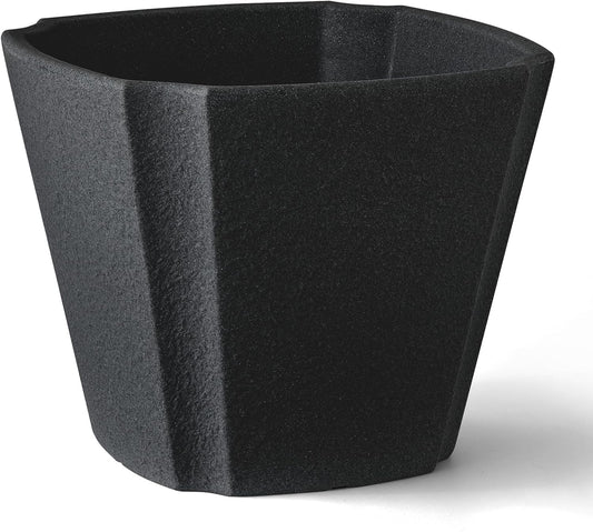 ARBORA 20" Monaco Square Polyresin Indoor and Outdoor Planter with Classic Black Finish - Durable, Weatherproof, Lightweight, Large Plant Pot for Patio, Garden, Deck, Entryway