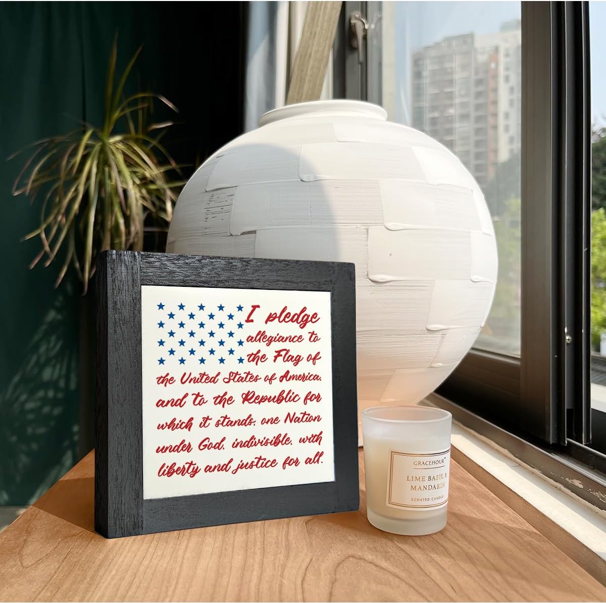 Patriotic Wood Plaque Sign, I Pledge Allegiance to the Flag of United States of America, Box Wood Plaques Desk Décor, American Flag Wooden Sign, 4th of July Wooden Decoration, Independence Day Decor C