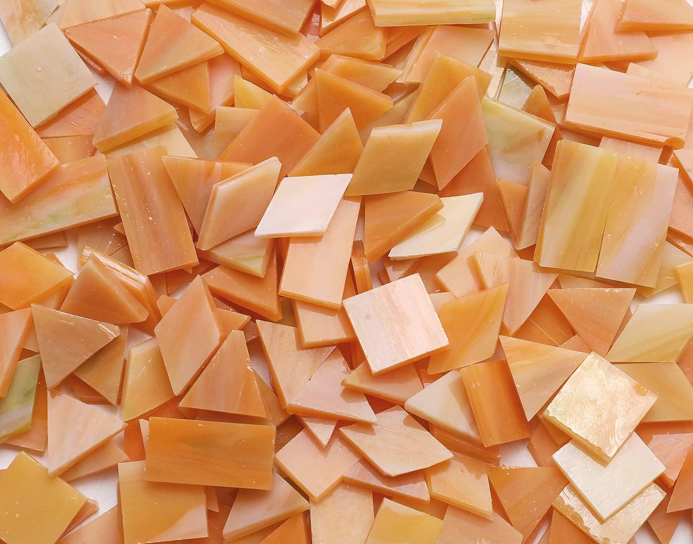 Lanyani Glass Mosaic Tiles for Art Crafts, 4 Shapes Mixed Colorful Glass Tiles Tiffany Stained Glass Pieces, 200 Pieces, Square/Rectangle/Diamond/Triangle